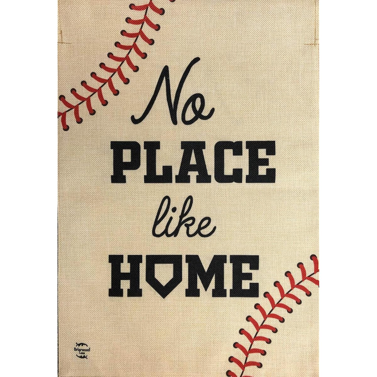 No Place Like Home Baseball Burlap Garden Flag Double-Sided 12.5" x 18" Briarwood Lane