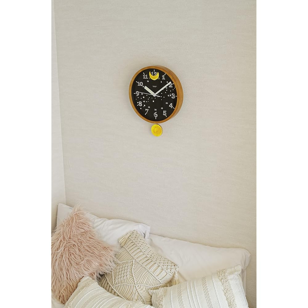 Interform Wall Clock Pendulum Clock CL-3366BK Toad Educational Clock Black Luminous Width 30 x Height 38 x Depth 7cm
