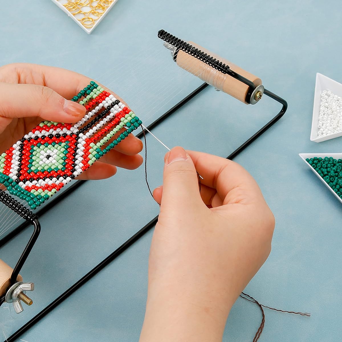 PP OPOUNT Value Beading Loom Kit, 11343 Pieces Loom Beading Supplies with Lots of Seed Beads, Complete Jewelry Making Tools and Accessories, Beading Loom Kit for Adults Jewelry Making Bracelet Belt