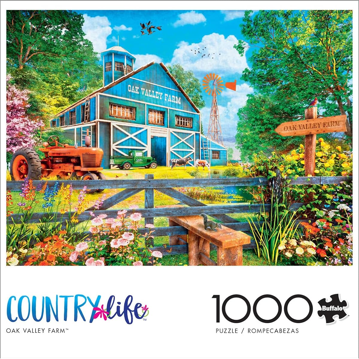 Buffalo Games - Country Life - Oak Valley Farm - 1000 Piece Jigsaw Puzzle for Adults - Challenging Puzzle Perfect for Game Night - Finished Size 26.75 x 19.75