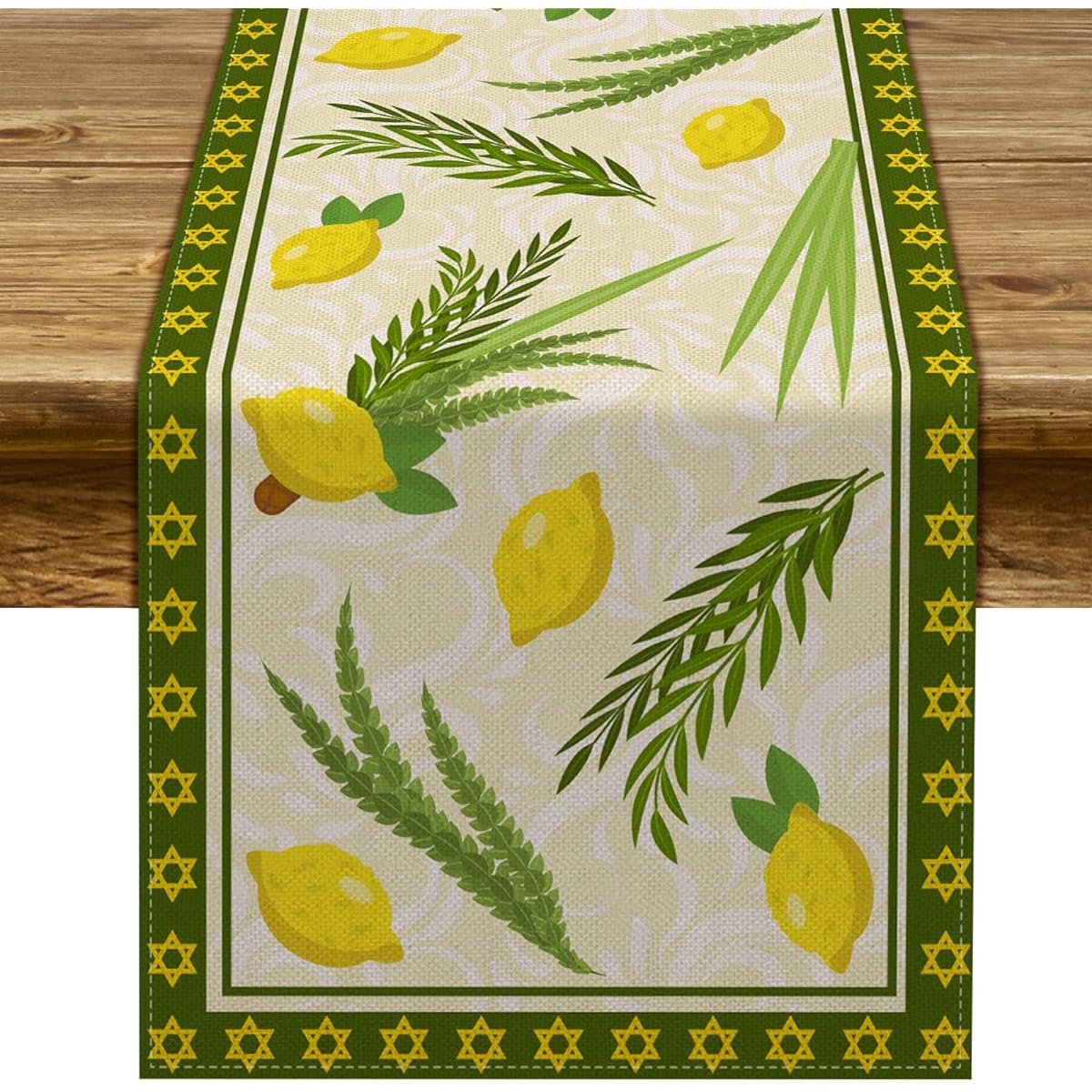 Linen Scott Table Runner Jewish Scupler Table Decor Etrog Lulav Kitchen Dining Room Party Decor 13x72 Inch