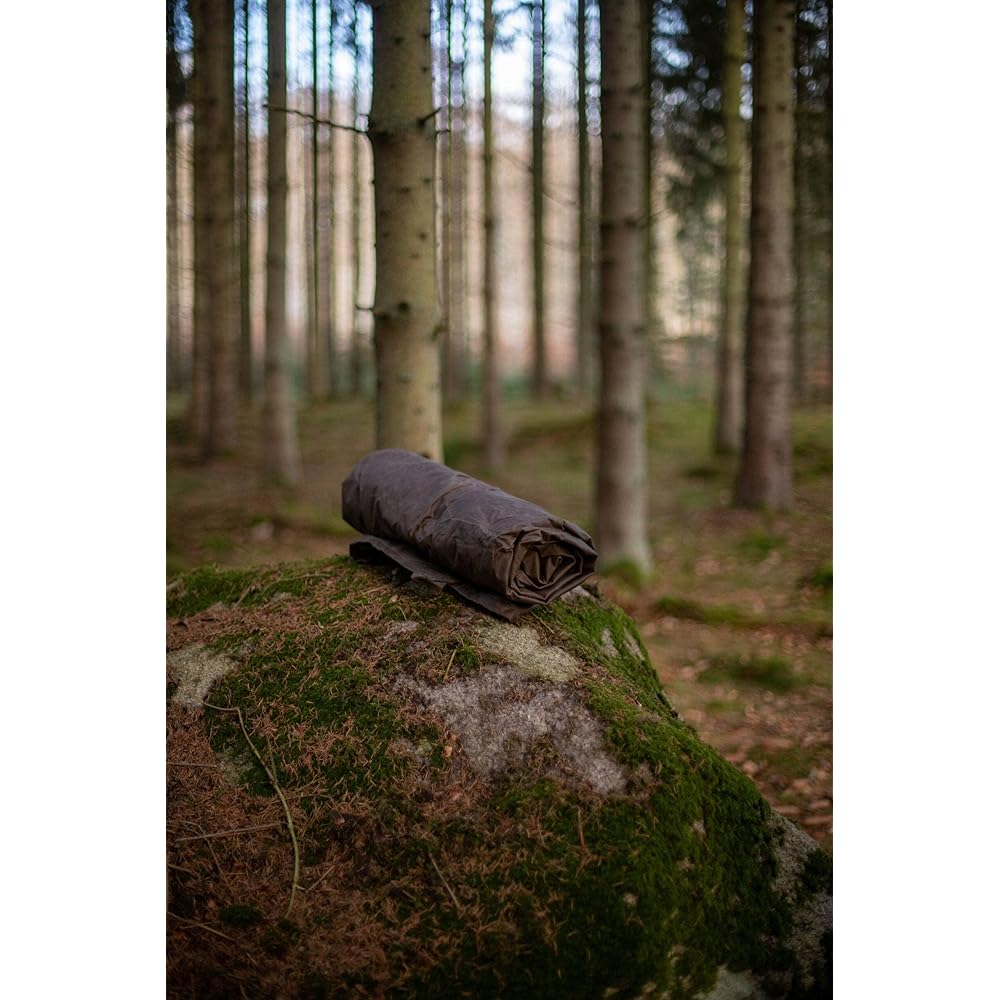 [Bushcraft Spain] Oilskin & Wool Ground Sheet 2x1.5m Brown/Green/Black Bushcraft Spain Military Curtain Tarp Leisure Sheet… (Brown (Canvas Side)/Brown (Wool Side))