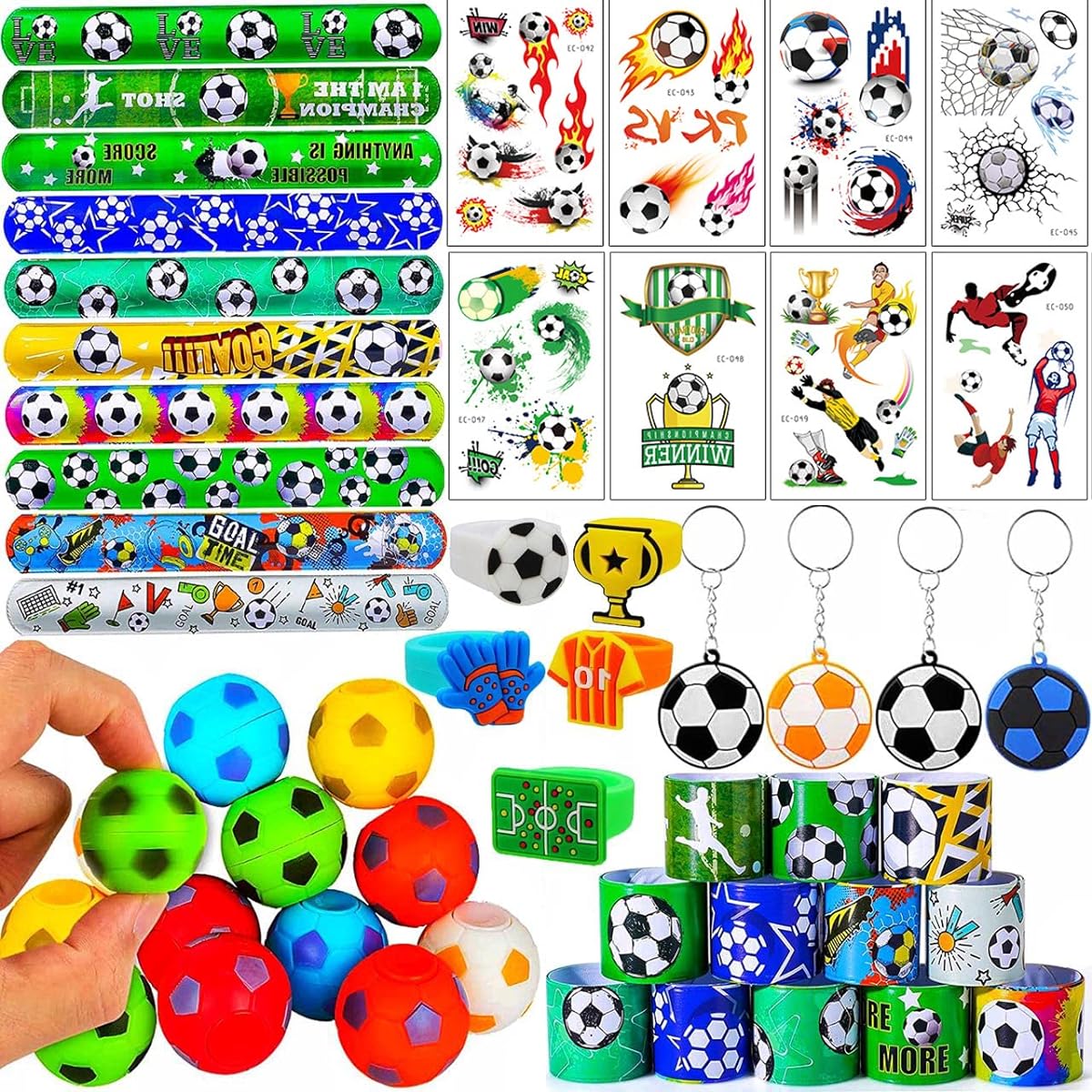 55 Pieces Soccer Party Favors for Ages 4-8 Kids Birthday Gift Treasure Chest Toys School Supplies Classroom Rewards Carnival Prizes Piñata Fillers Goodie Bag Stuffers for Boys and Girls Ages 8-12