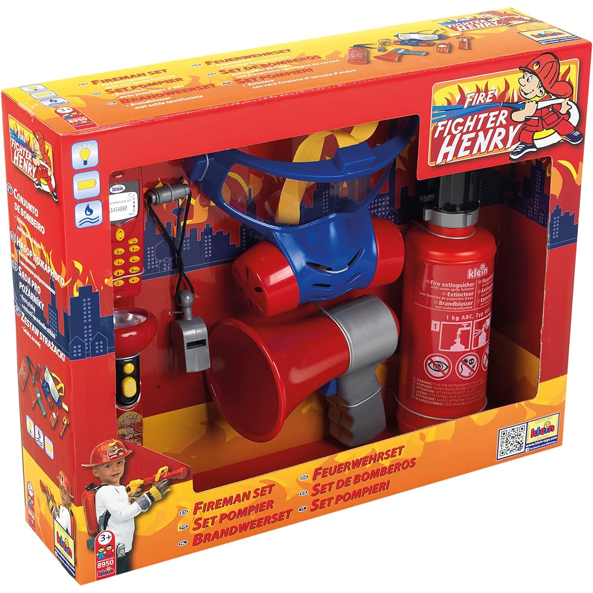 Klein - 8950 - Pretend play - Firefighter set with gas mask, 7 pieces