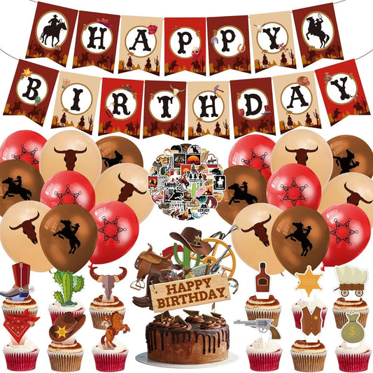 94 pieces cowboy birthday party decorations.