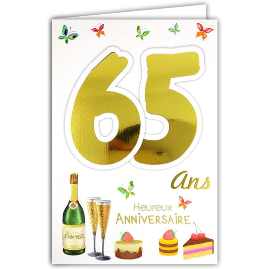 69-2039 Male/Female 65th Birthday Card - Retirement/Rest/Holiday/Palm Tree/Hammock/Anchor/Compass/Rudder/Sun