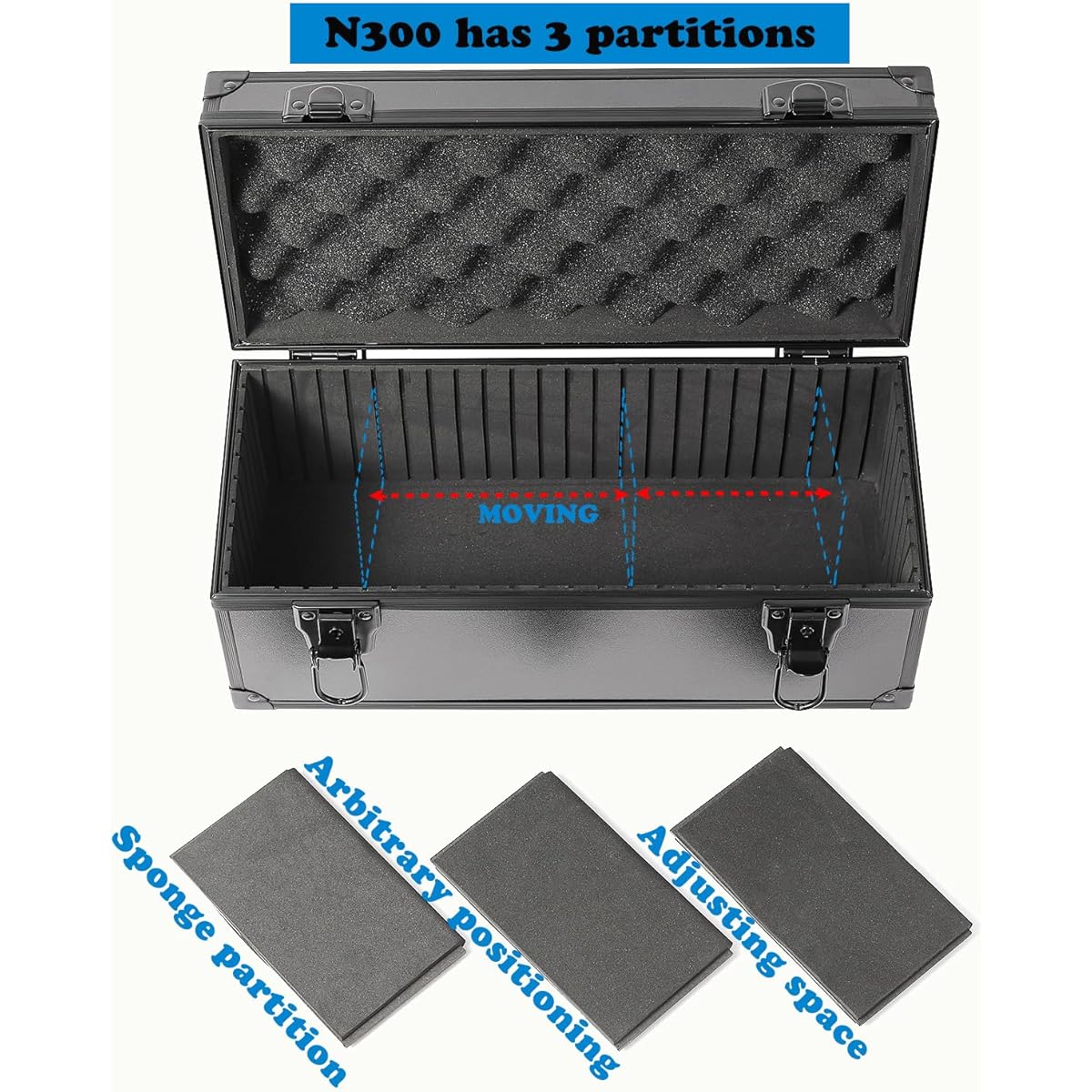 Azamou Toploaders Storage Box 3" x 4" 35pt Hard Cards, Trading Cards, Sports Cards, Graded Cards with 3 Sponge Partitions (Holds 300 Toploaders) Also Fits PSA BGS Rated Cards