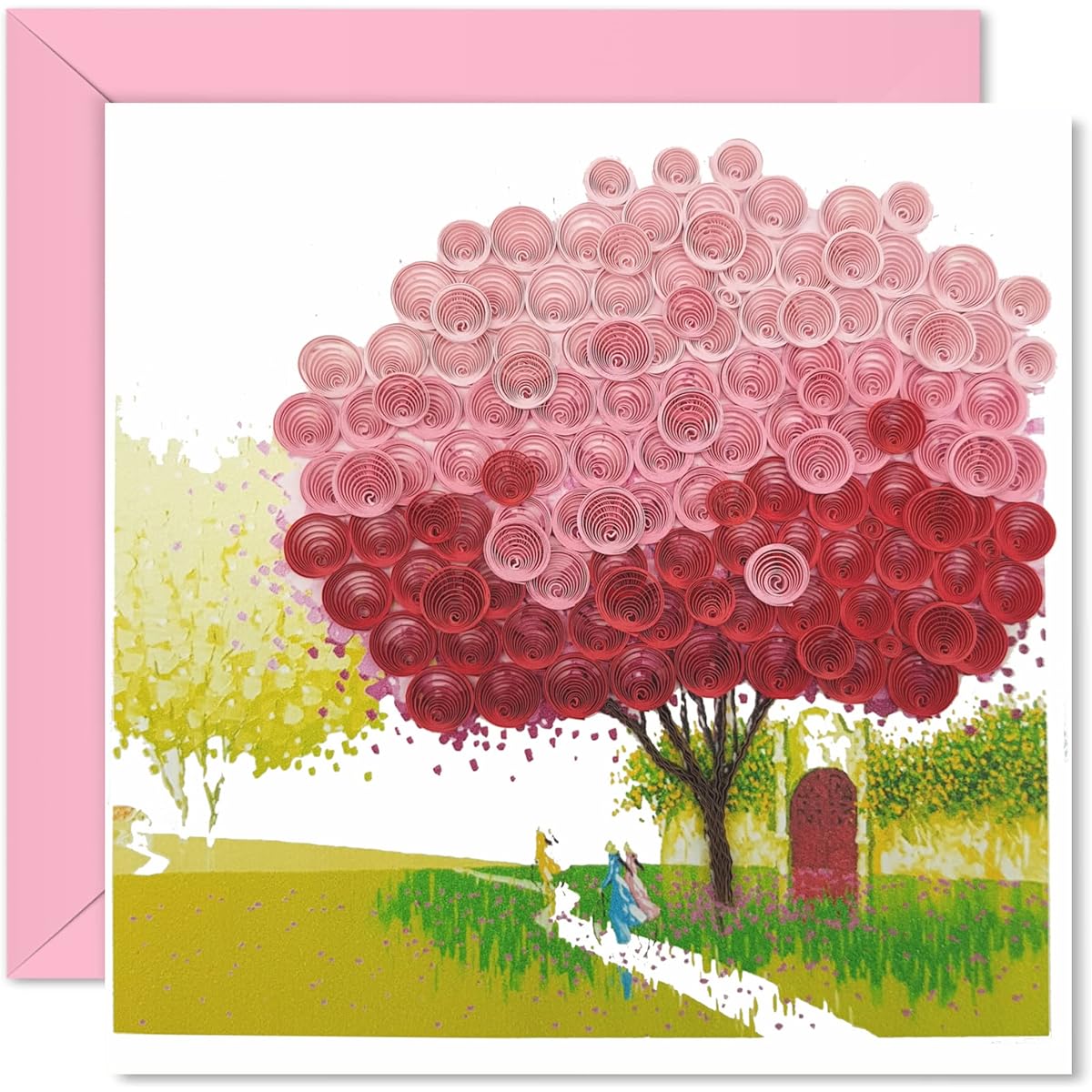 Quilling Card 3D Colorful Cute Four Seasons Card Special Paper Handmade Art Design Greeting Card Christmas Birthday Anniversary Mom Thank You Design Friend Love Mother Gift with Envelope