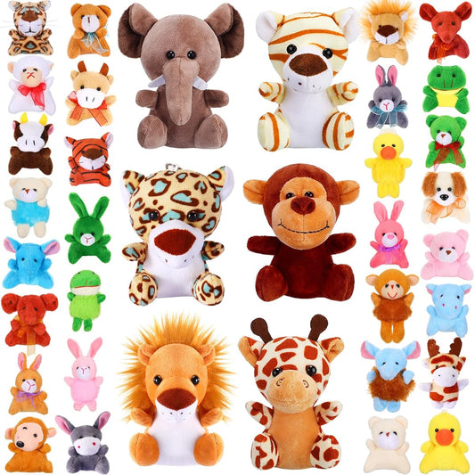 36 Pieces Mini Stuffed Animals Forest Animals Jungle Animals Stuffed Cute Little Elephant Lion Giraffe Tiger Toys Party Gifts Carnival Favors for Kids Animal Theme Party Teacher Student Achievement Award
