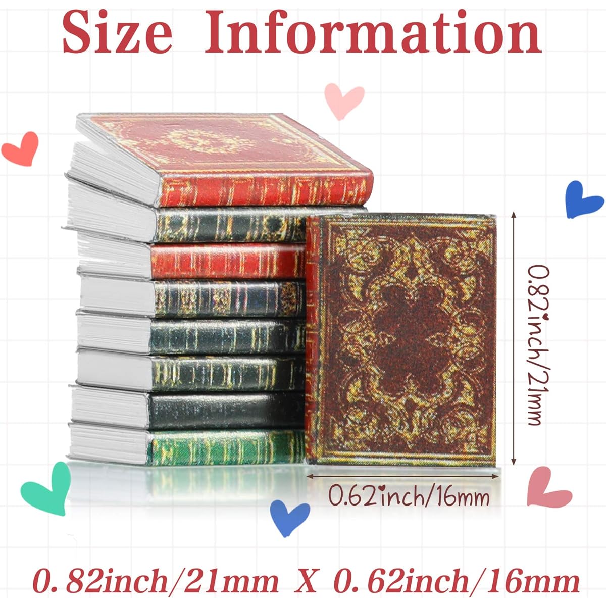 1/12 Scale Miniature Dollhouse Books, Timeless Miniature Spell Books Mini Books Notebook Model Dollhouse Decorative Accessories for Study Room Bedroom Library (Retro Style) 16 Pieces