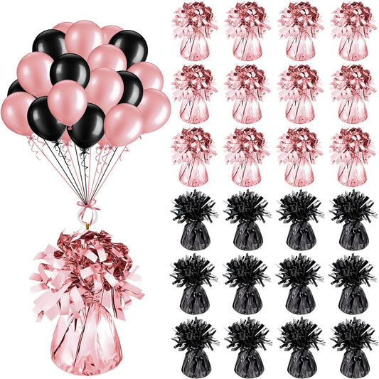 36 Piece Black Rose Gold Party Metallic Balloon Weight Set Heavy Solid Balloon Weight Table Centerpiece for Women Girls Rose Gold Black Birthday Party Decoration Supplies