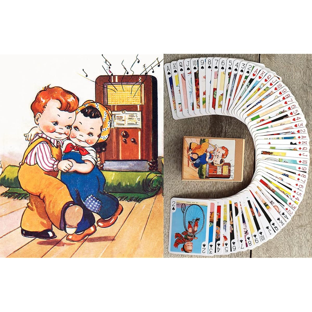 FLONZGIFT Funny Cartoon Playing Cards (Poker Deck 54 Cards All Different) Vintage Funny Comic Life Scenes