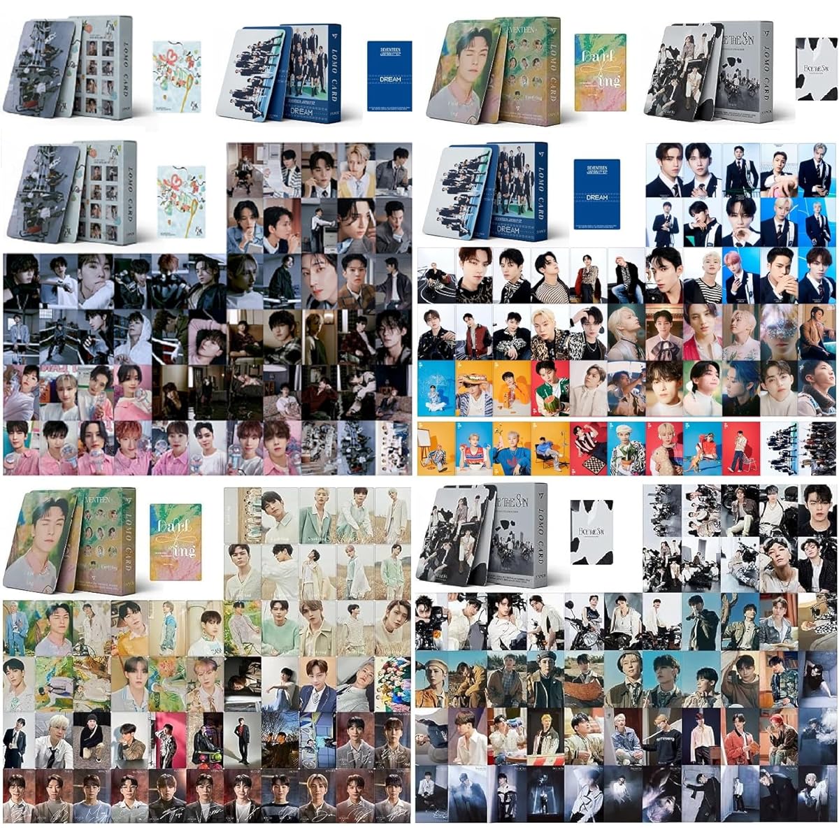 SEVENTEEN Photo Card SEVENTEEN Lomo Card Greeting Card 4 Pack/220 Cards with Postcard Box for Collection