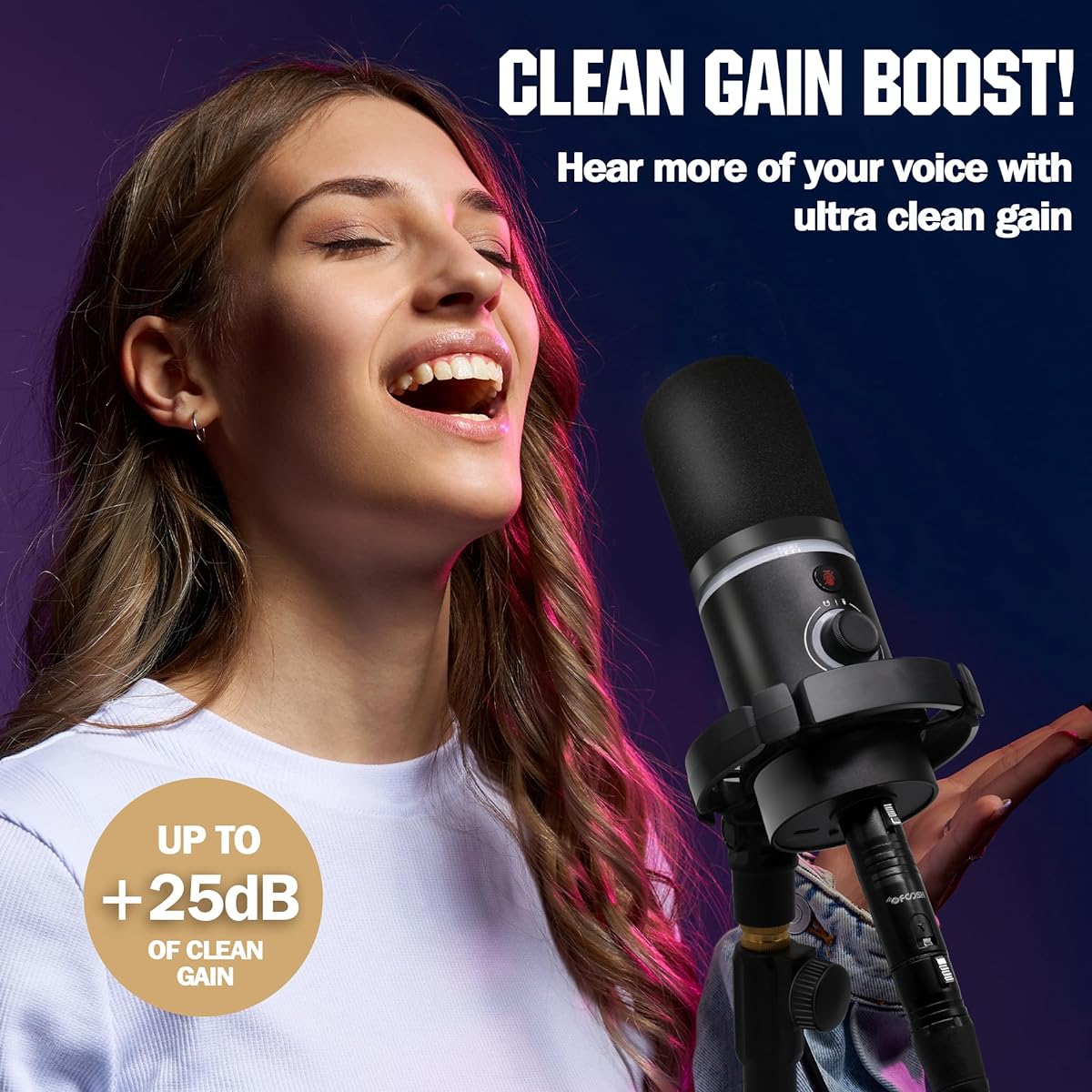 OFCOSH Mic Preamp Audio Booster Professional Mic Booster Activator Preamp Compatible with Dynamic and Passive Ribbon Microphones