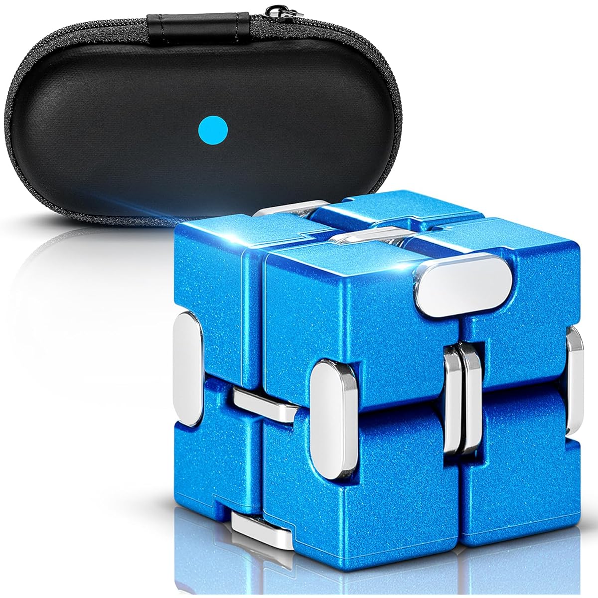 ARTISHION Infinity Cube Fidget Toy Heavy Weight Infinity Cube Toy 210g Anxiety Relief Infinity Cube Toy Sensory Stress Cube Toy for Adults (Blue)