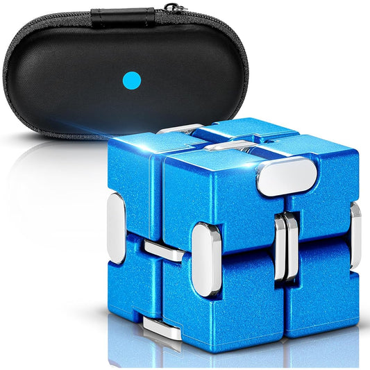 ARTISHION Infinity Cube Fidget Toy Heavy Weight Infinity Cube Toy 210g Anxiety Relief Infinity Cube Toy Sensory Stress Cube Toy for Adults (Blue)