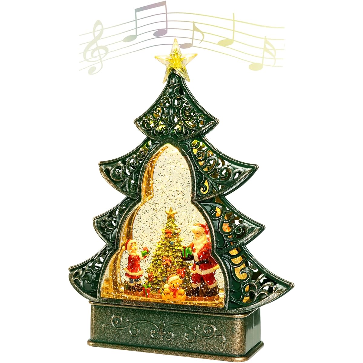 Christmas Decoration Snow Globe Lantern Glowing Crystals in Water with Music for Garden Decoration Home Decoration Festival (For Seniors)