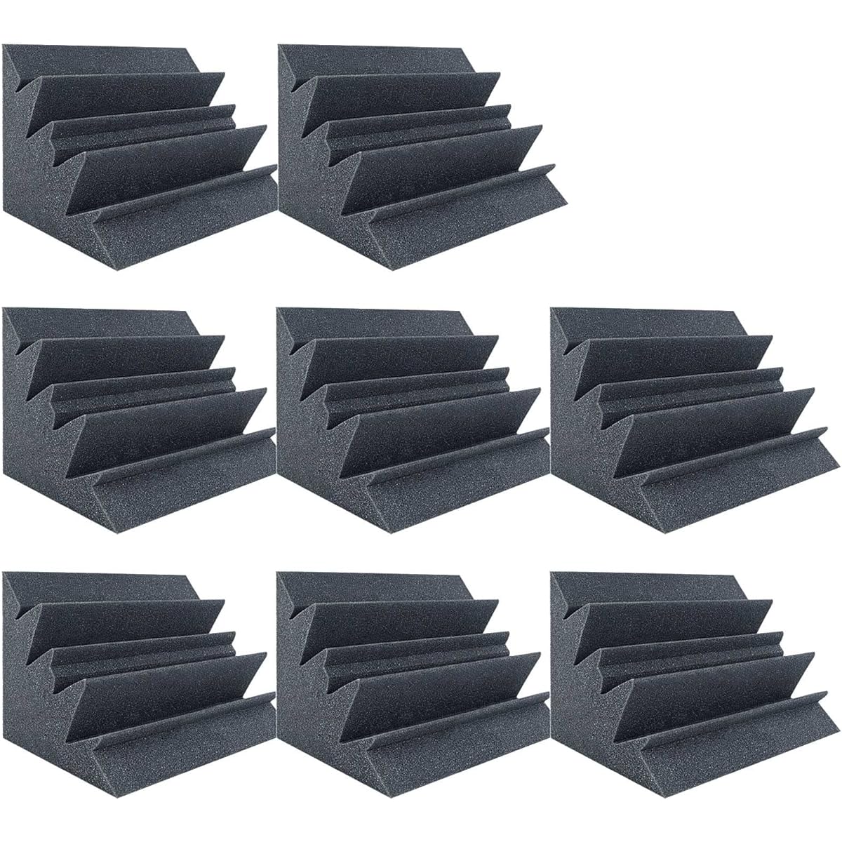 DEKIRU 8 Pack Acoustic Foam Bass Traps Corner Blocks 12" x 7" Studio Foam Soundproofing Foam Panels Noise Reduction Wall Soundproofing Pads Perfect for Studio/Home/Theater