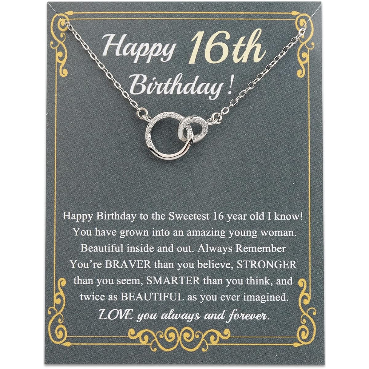 BNQL 16th Birthday Necklace Gift for Girls 16th Birthday Gift 16th Birthday Jewelry Sweet 16 Gift for Daughter Niece Sister Friend