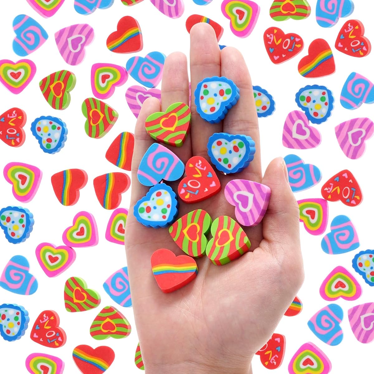 Nydotd 60pcs Valentine's Day Erasers for Kids, Little Heart Pencil Erasers, Party Favors, Novelty Valentine's Day Exchange Gifts, Goodie Bag Fillers Giveaways for School Classroom Homework Rewards