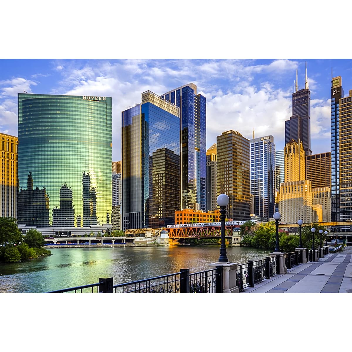 Jigsaw Puzzle 1000 Pieces Chicago City Illinois Building Classic Puzzle DIY Kit Wooden Toy Unique Gift Home Decoration