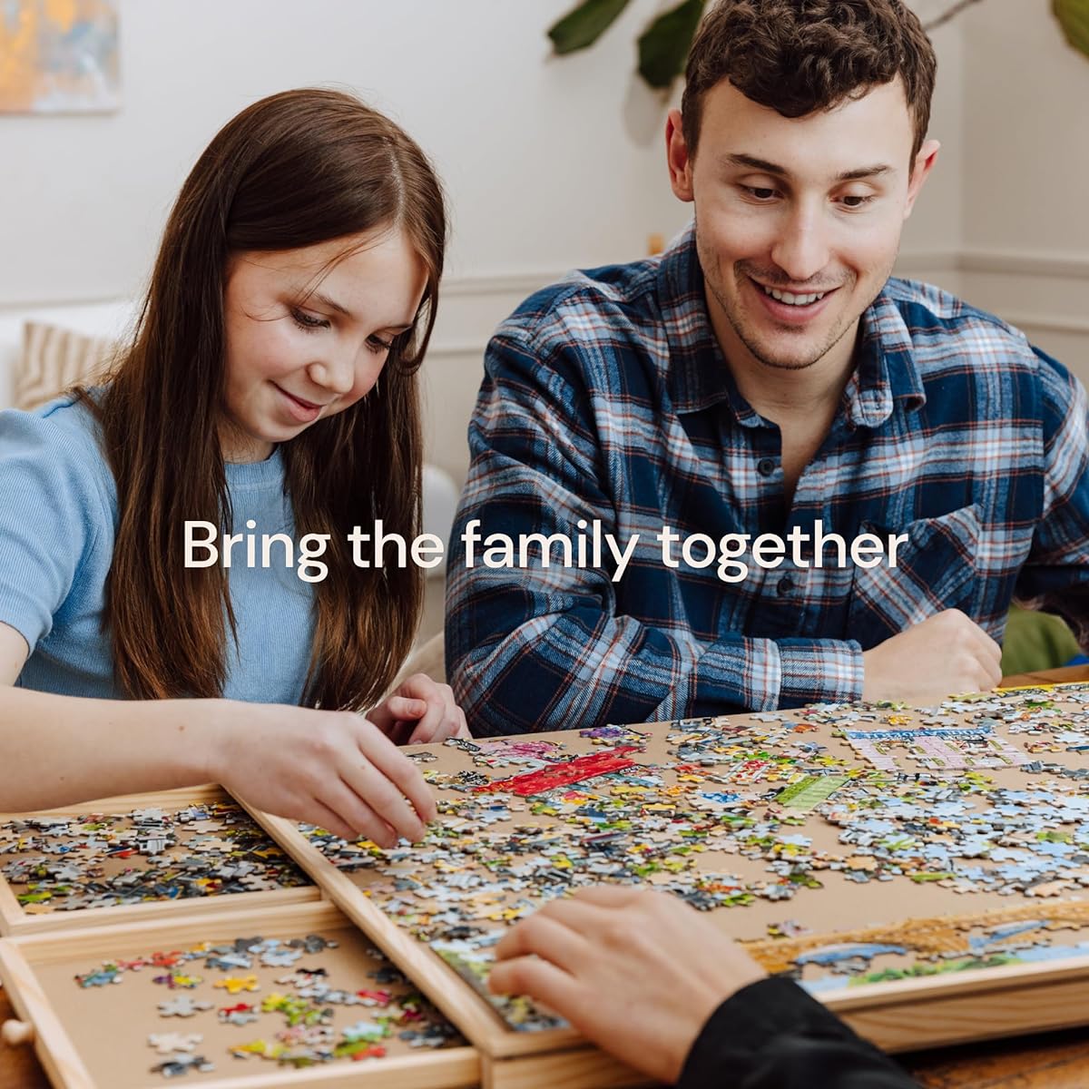 PLAYVIBE 1500 Piece Rotating Wooden Jigsaw Puzzle Table with 6 Drawers and Puzzle Cover, 27x35 Inch Jigsaw Puzzle Board, Portable Puzzle Table, PV006R