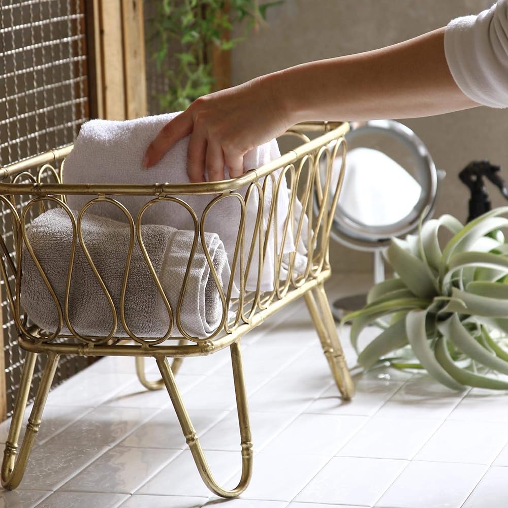 SPICE OF LIFE Towel Basket with Legs Made of Iron LUXE Gold DRDF1280