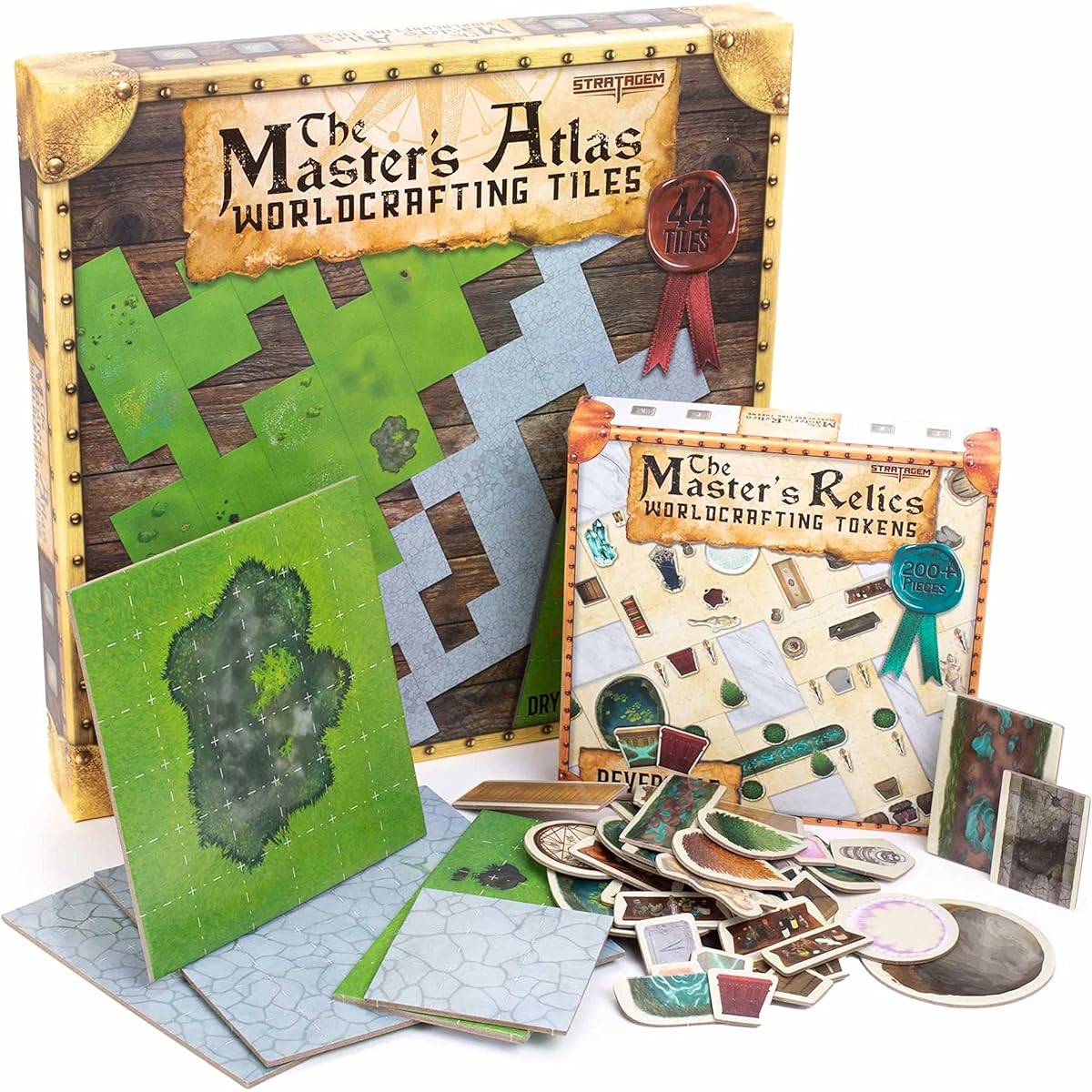 Dungeoncrafter Essentials: RPG Dungeon Master Starter Kit - 44 Reversible Map Tiles - Reversible Dungeon Item Tokens Objects - Tabletop Fantasy Game Beginner Accessories