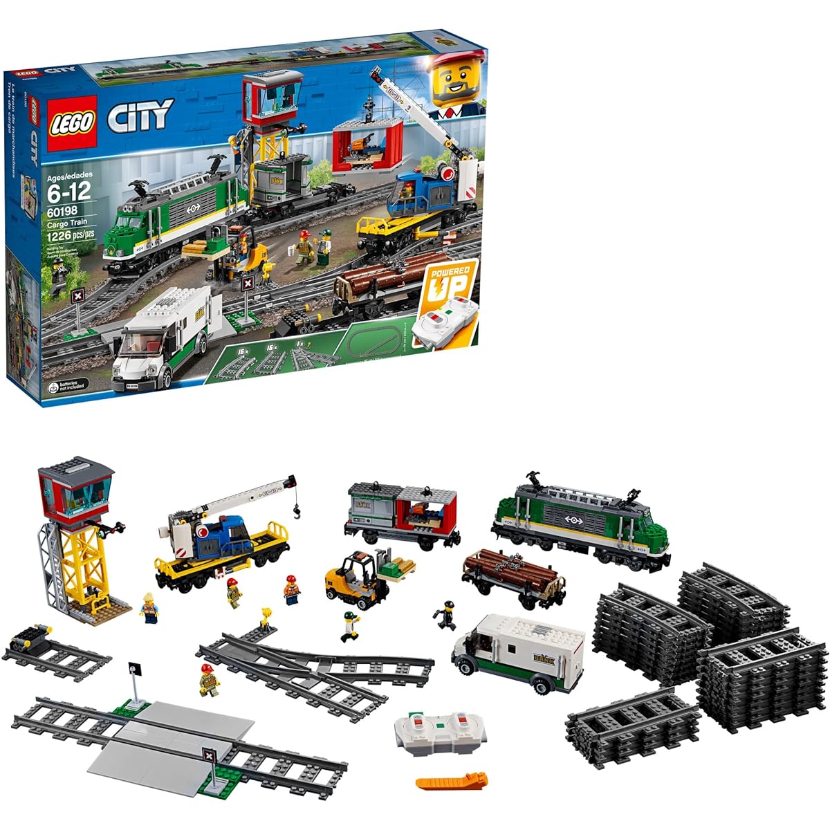 LEGO City Cargo Train 60198 Remote Control Train Building Set with Trucks, Top Gifts for Boys and Girls (1226 Pieces)