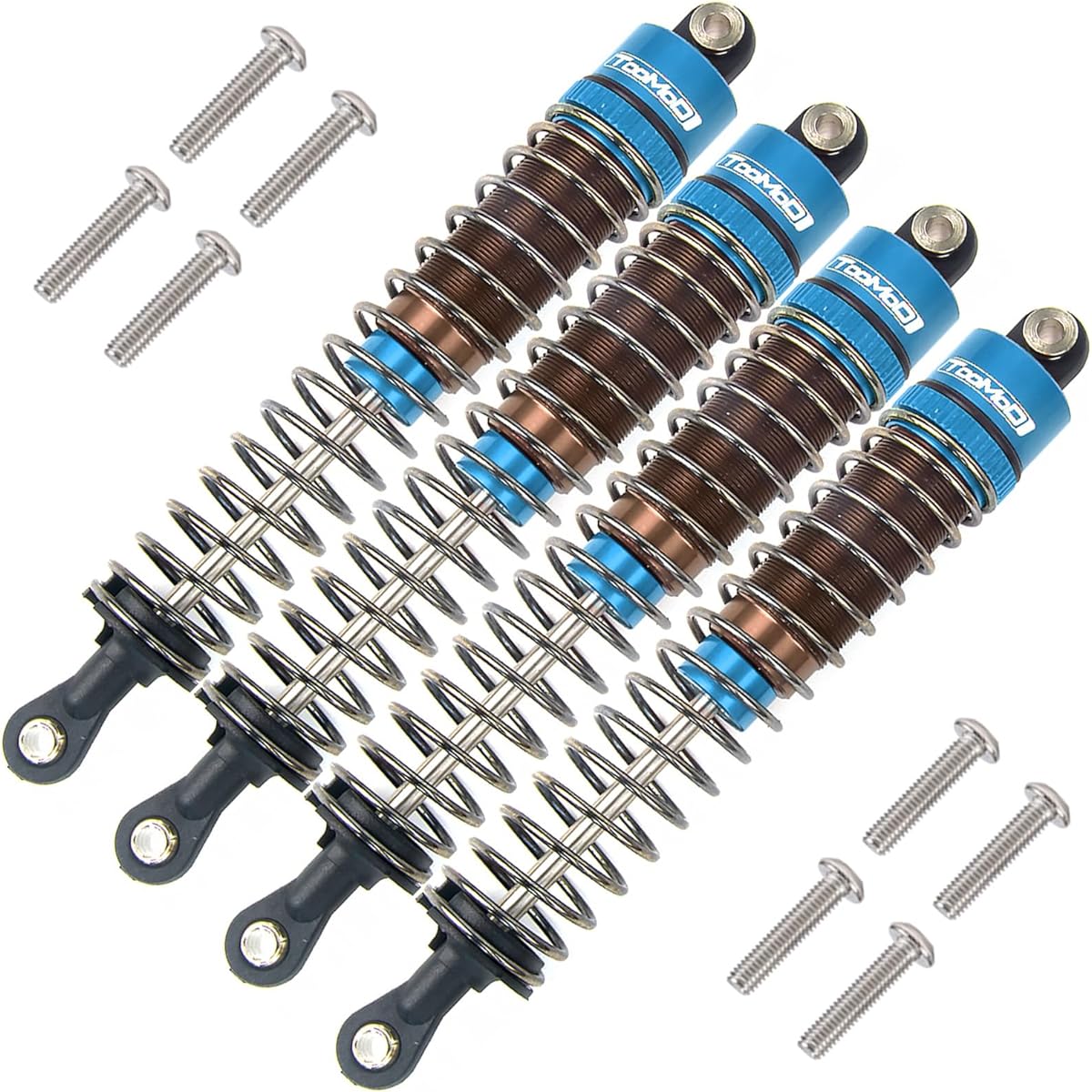 TOOMOD 1/10 90mm RC Oil Filled Shock Absorber Kit for Tamiya Bullhead Super Crawl Buster TRX4 Axial SCX10 D90 Crawler Car Truck Vehicle Upgrade Replacement Parts (Blue)