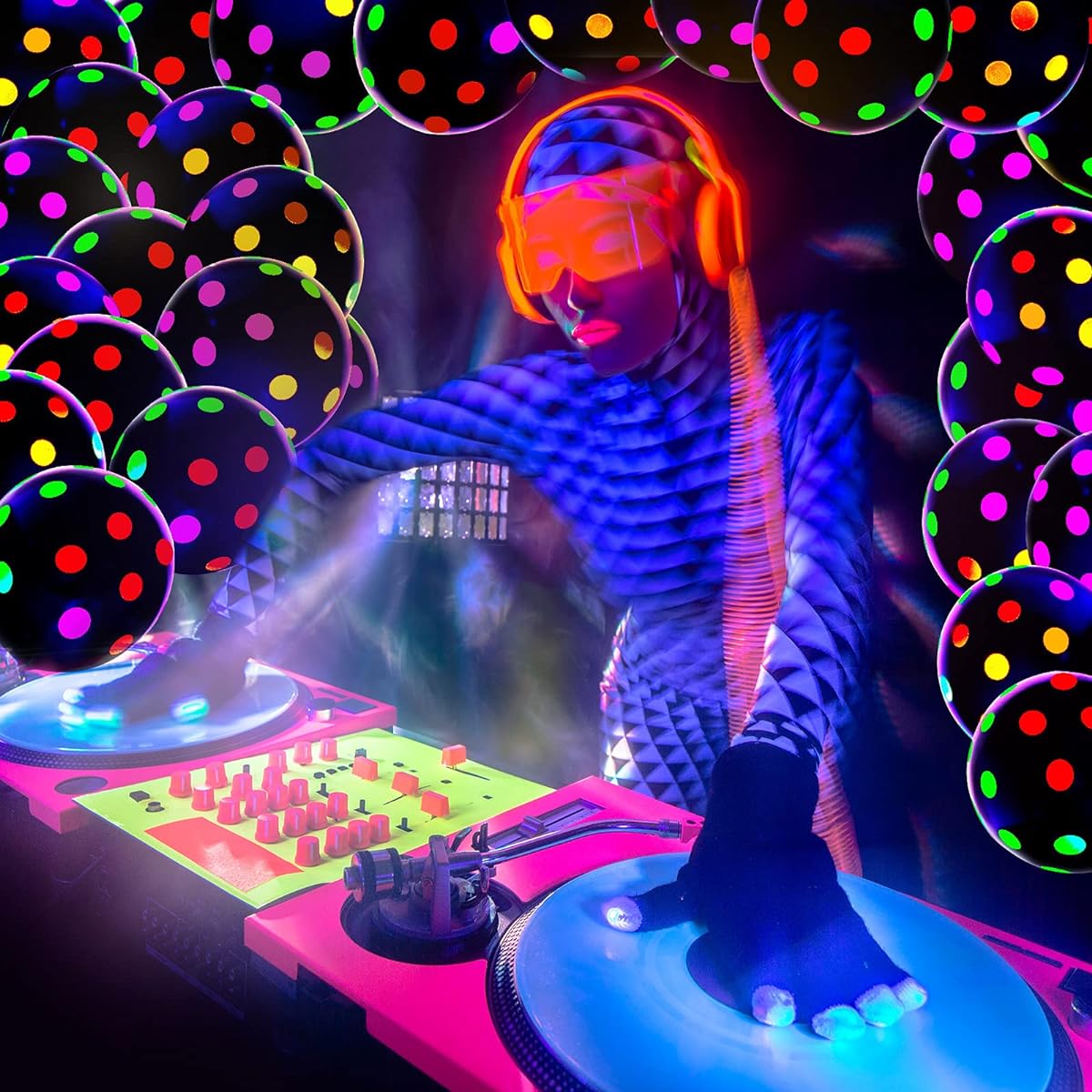 Black Light Party Balloons UV Neon Glow Balloons 12 Inch Reactive Fluorescent Mini Polka Dot Balloons Latex Balloons Glow in the Dark Latex Balloons Party Supplies (Black) 50pcs