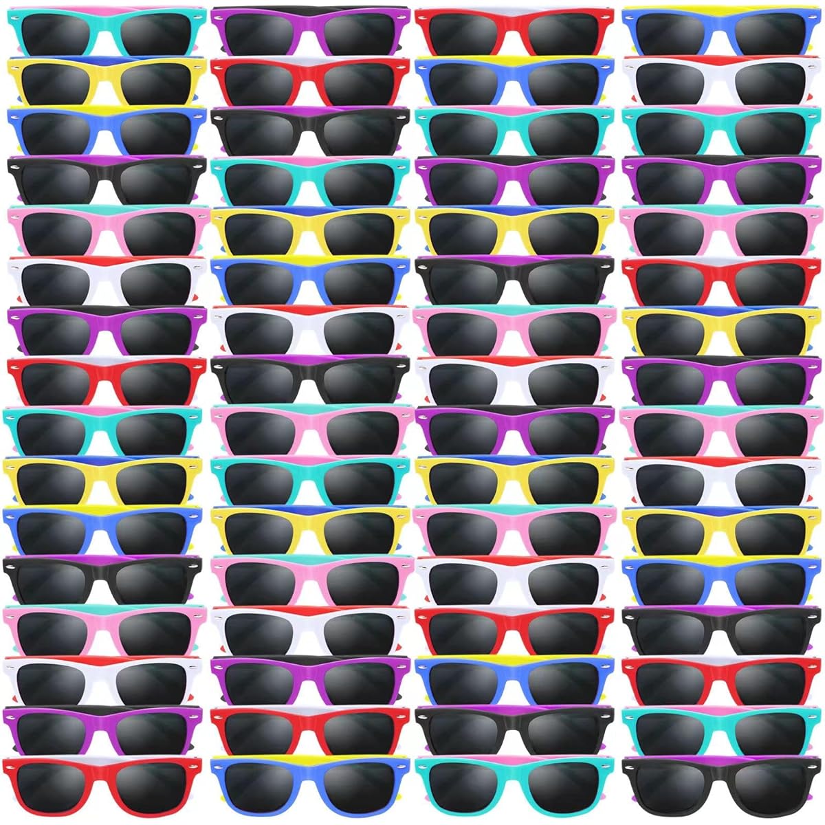 Oleitodh 64 Pack Kids Sunglasses Party Favors Kids Neon Sunglasses Bulk Kids Sunglasses Boys Girls Eyewear Pack Goodie Bag Filler Summer Beach Pool Birthday Party Supplies