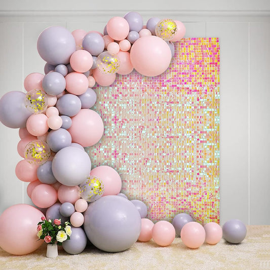 24 Pack Glittering Wall Backdrops Party Decoration Glitter Wall Panels Sequin Wall Panels for Wedding Anniversary Birthday Graduation Engagement Bachelorette (Pink and Rainbow)
