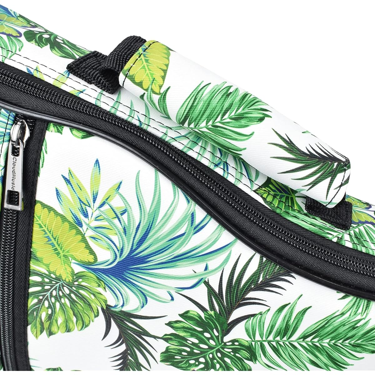 CLOUDMUSIC Ukulele Case Backpack Strap Bag Soprano Concert 21 23 Inch Green Leaf White Soprano