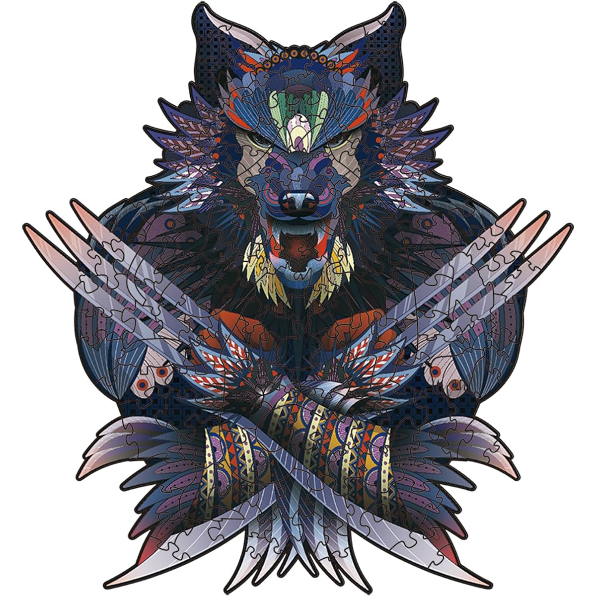 Wooden Puzzles for Adults, Wooden Animal Puzzles, Unique Shape Jigsaw Puzzles, Magical Wooden Jigsaw Puzzles for Adults, Unique Puzzles (S-9.25"x6.3", Wolverine)