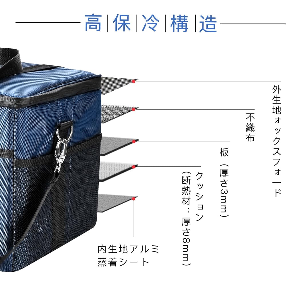 Cooler Box, Foldable, Large Capacity, 18L, 28L, 37L, Firm Type, Soft Cooler, Long Cold and Warm Retention Time, Cooling Bag, Handheld and Shoulder Bag, Washable PVC Bag Included, Can Hold Coolant, Used for Fishing, Camping, etc.