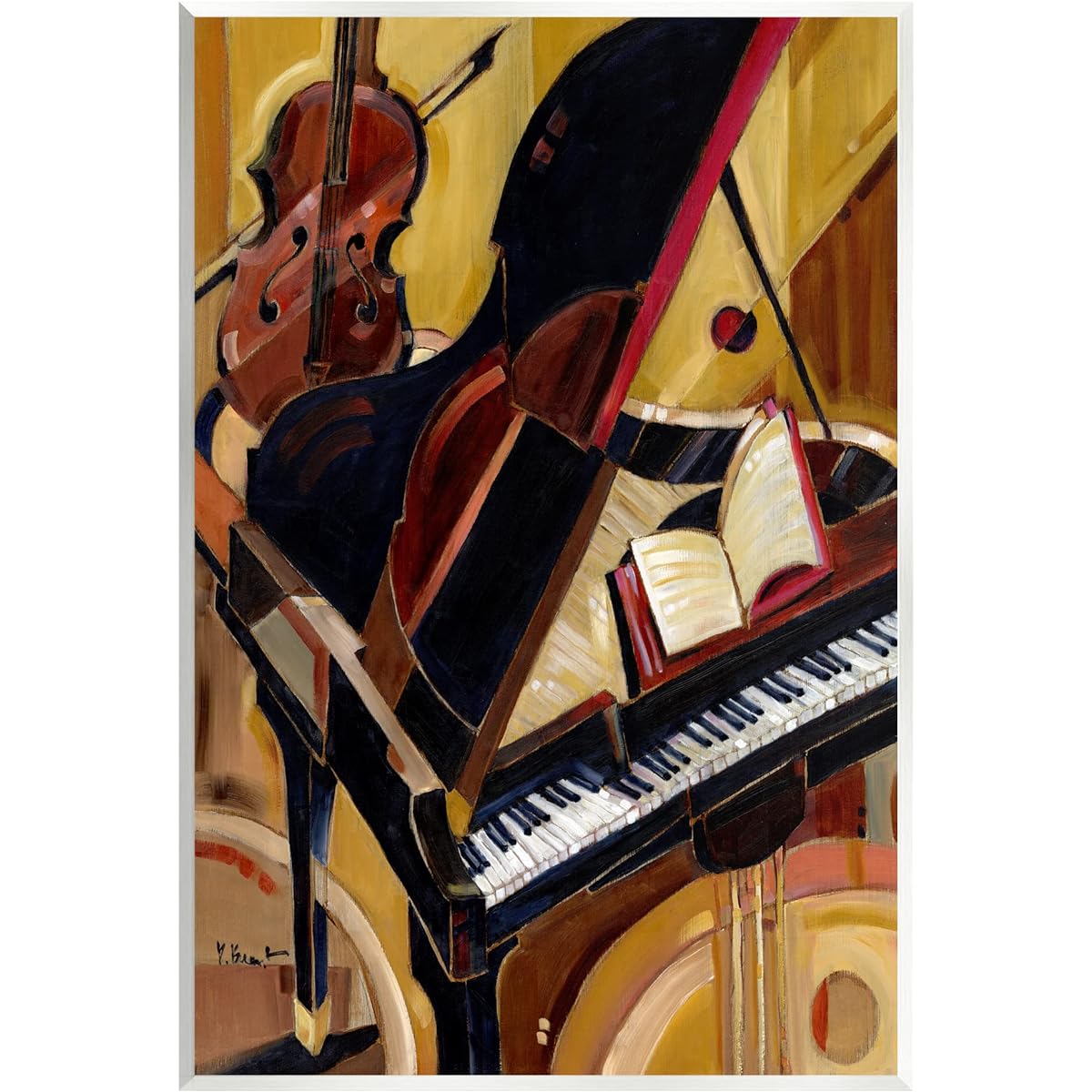 Stupell Industries Musical Instruments Modern Piano Wood Wall Art Designed by Paul Brent