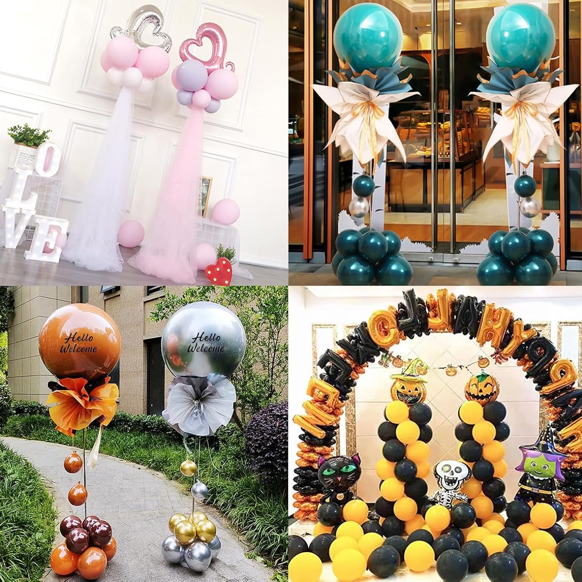 AooeDomi Set of 2 Metal Balloon Column Stands, Reusable Telescopic Design, 1.57-7 Feet Tall Balloon Stand for Party Decorations