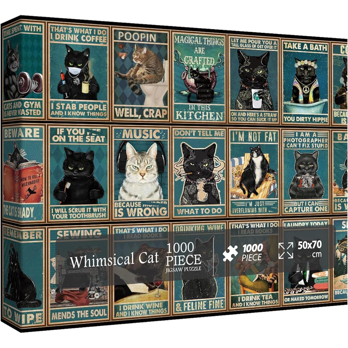 Cat Puzzle for Adults 1000 Piece Kitten Collage Puzzle 1000 Piece Jigsaw Puzzle with Animals Cute Cat Gift