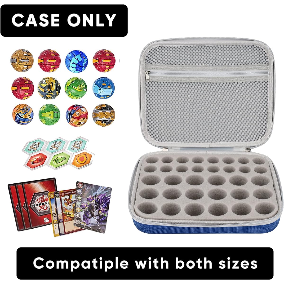 Minahao Toy Storage Box Bakugan Battle Planet BakuCore Armored Alliance Geogun Rising Sponge is Pre-slotted in 2 Sizes Compatible with Different Bakugan Toys (Case Only) (Blue)