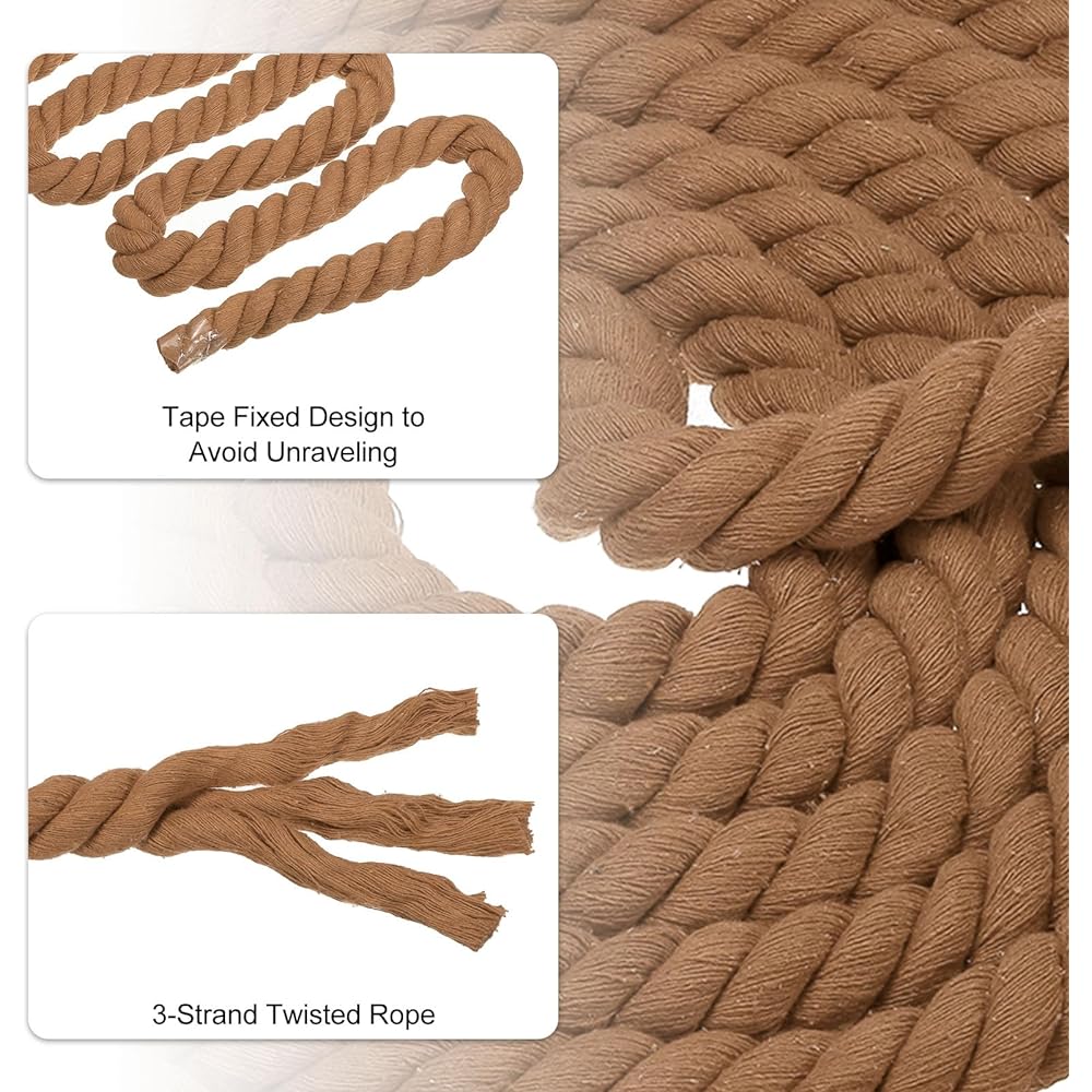 PATIKIL 20 Feet Tug of War Rope for Adults and Teens with 3 Braided Natural Cotton Rope for Yard Games and Team Building Activities with Brown Flags