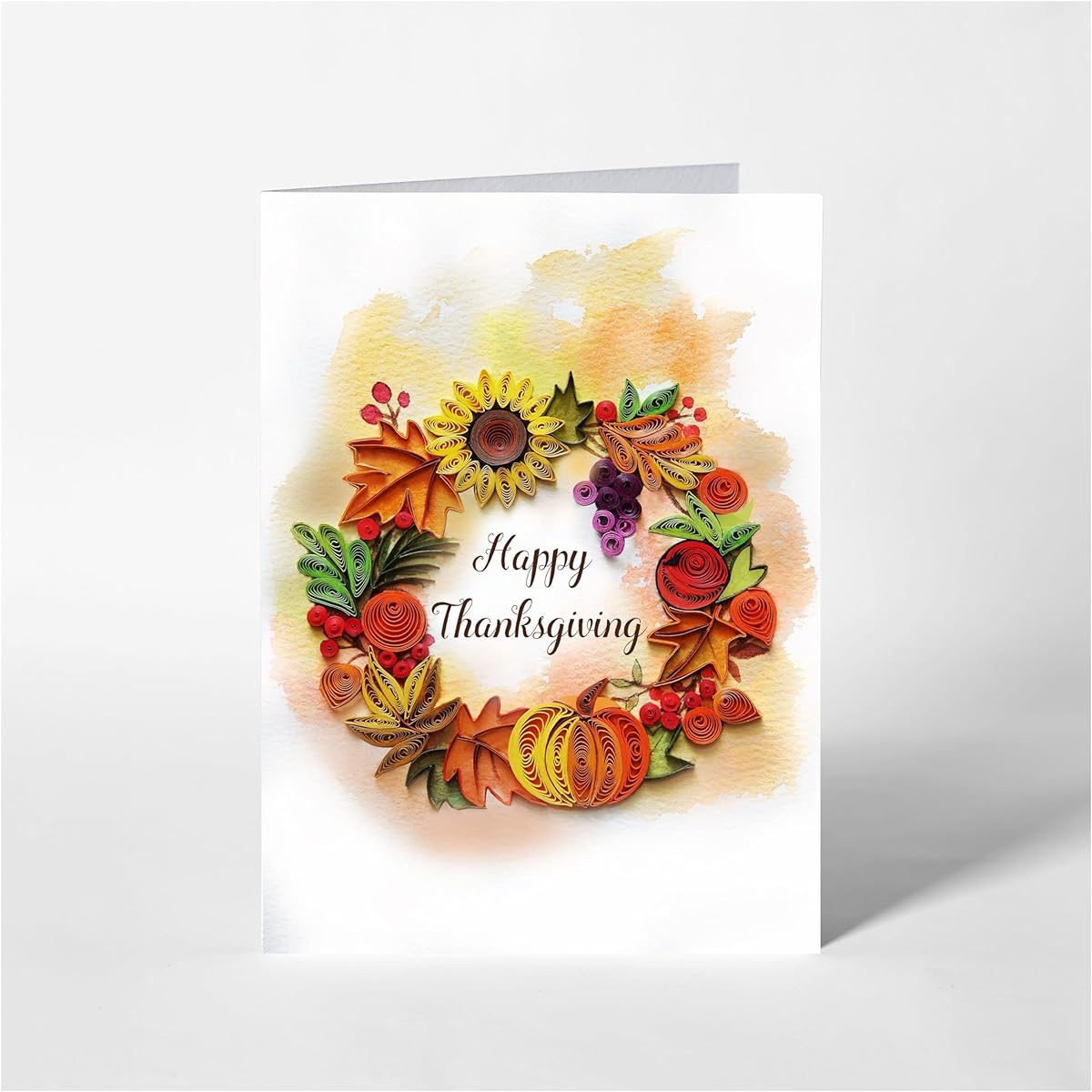QUILLCRAFT Thanksgiving Colorful Greeting Cards Happy Thanksgiving Fall Artful Watercolor Cards Quilling Quilt Cards for Thanksgiving Unisex Him and Her (Thanksgiving)