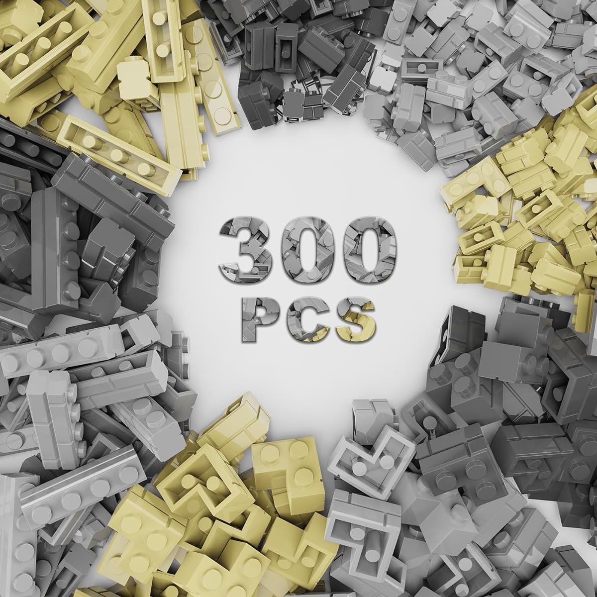 Classic Building Bricks 300 Pieces Masonry Profile Bricks Wall Blocks Compatible with Lego Parts and Pieces (300 Pieces)