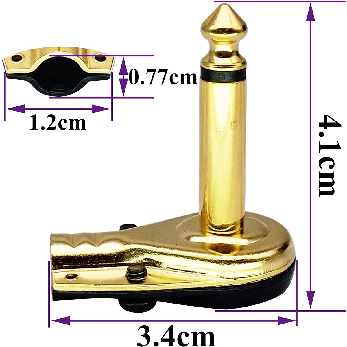 AAOTOKK 90 Degree 6.35mm Adapter Gold Plated Right Angle 6.35mm 1/4'' TS Mono Male Flat Pancake Style Plug Connector Speaker Patch Cable for Guitar (Pack of 4)