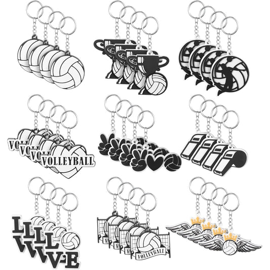36pcs Sports Party Favors Hockey Basketball Volleyball Keychains Birthday Party Supplies Rubber Keychains Sports Party Decorations Kids School Sports Reward Party Bags Gifts(Volleyball)