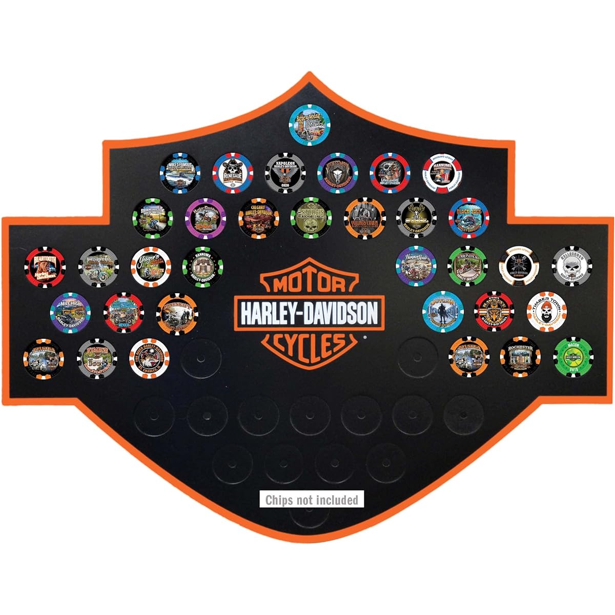 Harley Davidson Bar & Shield Poker Chip Collector's Magnetic Frame 48 Count