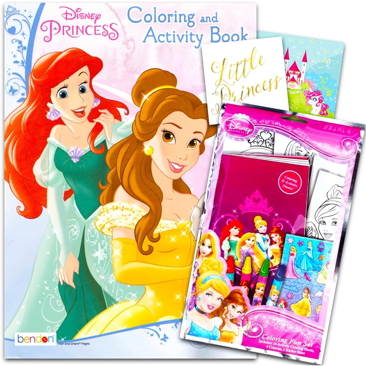 Disney Princess Colouring Book Pack with Stickers, Crayons and Colouring Activity Book Bundled with 2 Separately Licenced GWW Specialty Reward Stickers