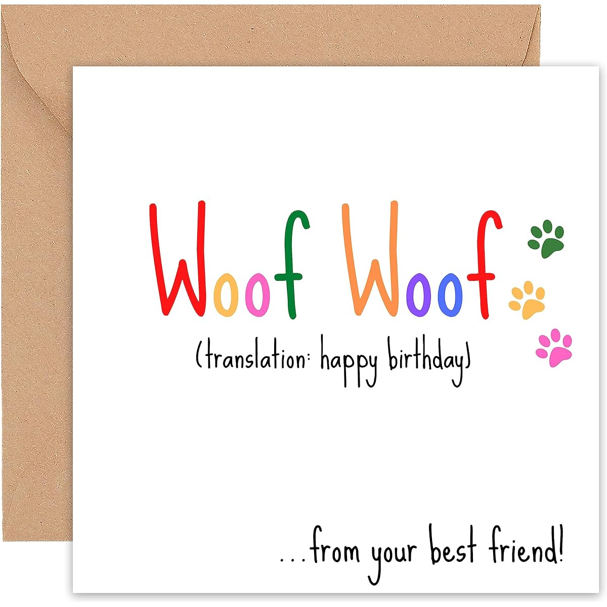 Funny Birthday Card From Dog | Card From Dog Puppy Puppy Fur Baby Pet | To Dad Mom Husband Wife | To Him Her Man Woman Mummy Daddy Sister Brother Cat | Cute Lover Sausage Gift | 6 Inch