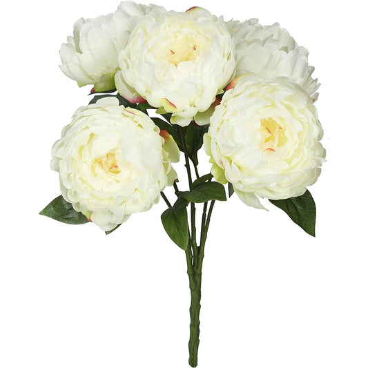 Vickerman Everyday 20" Artificial Cream Peony Bunch - Indoor Floral Bush - Decorate Your Home or Office Vase