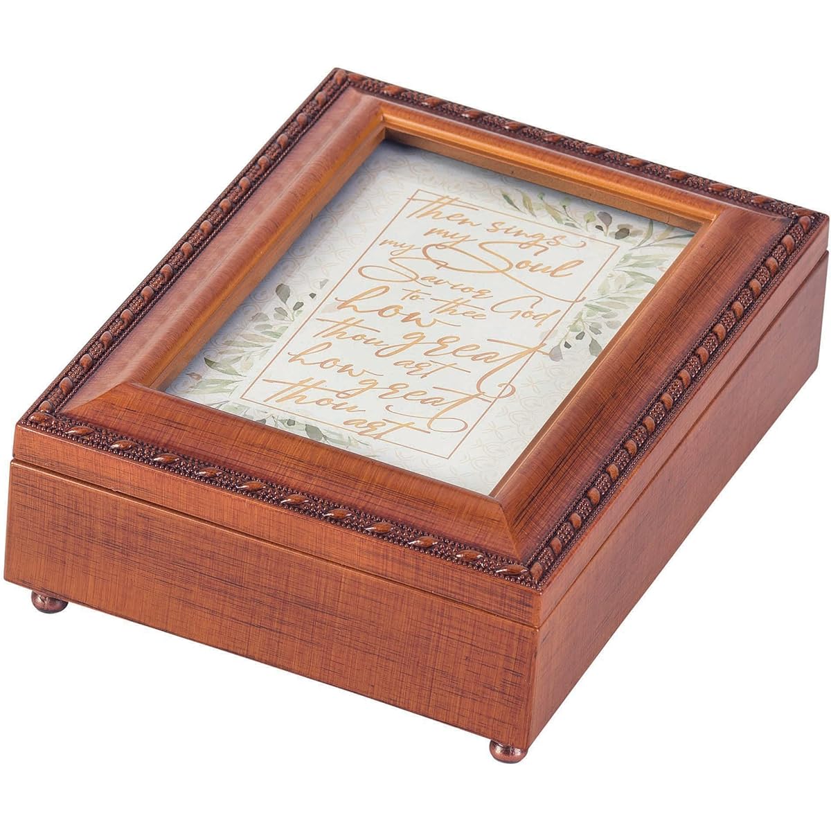 Dicksons How Great Though Art Woodgrain Brown 8 x 6 inch Acrylic Jewelry Music Box plays "How Great Thou Art".